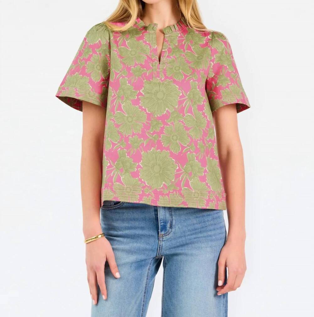 NEW MARY SQUARE ramona top in garden district green